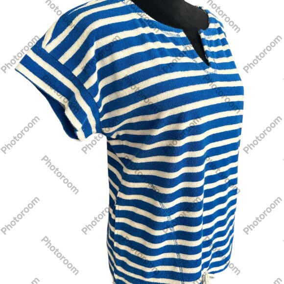 Blue and White Striped Women's Blouse - Picture 5 of 5